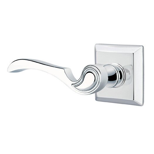 Emtek Double Dummy Coventry Left Handed Lever With Quincy Rose in Polished Chrome
