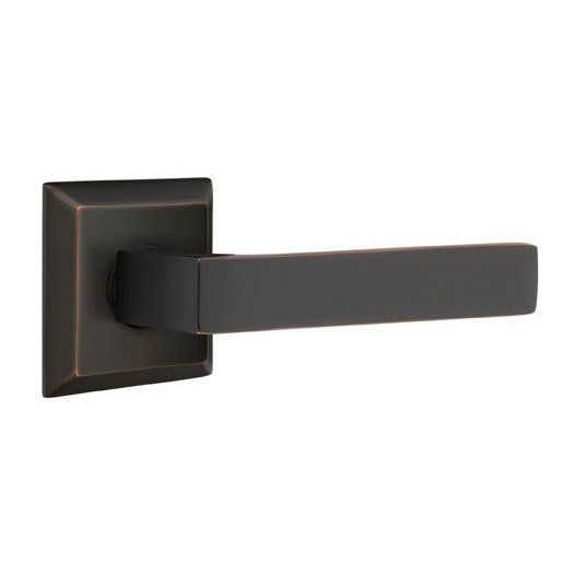 Emtek Double Dummy Dumont Right Handed Lever with Quincy Rose in Oil Rubbed Bronze