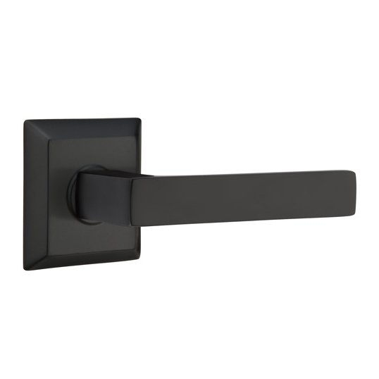 Emtek Double Dummy Dumont Right Handed Lever with Quincy Rose in Flat Black