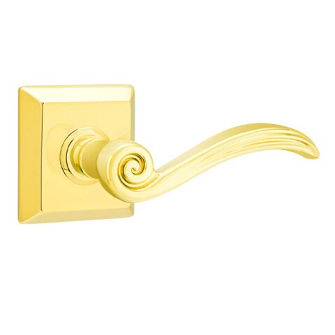 Emtek Double Dummy Elan Right Handed Lever With Quincy Rose in Polished Brass