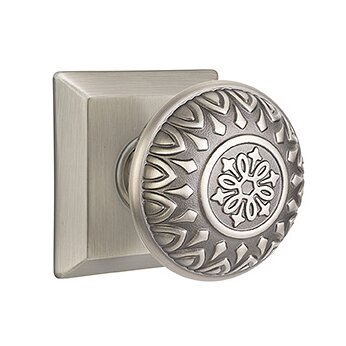Emtek Double Dummy Lancaster Knob With Quincy Rose in Pewter