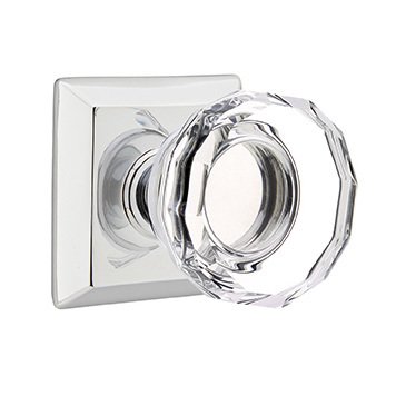 Emtek Lowell Double Dummy Door Knob with Quincy Rose in Polished Chrome