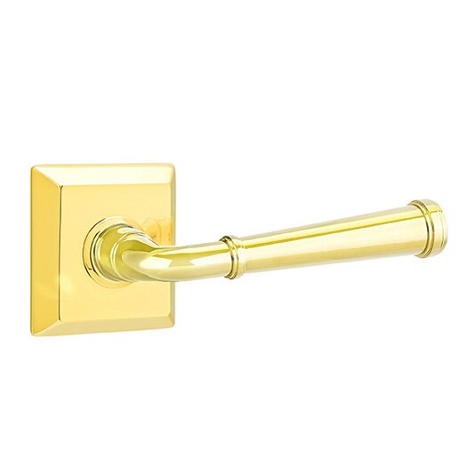 Emtek Double Dummy Merrimack Right Handed Lever With Quincy Rose in Polished Brass