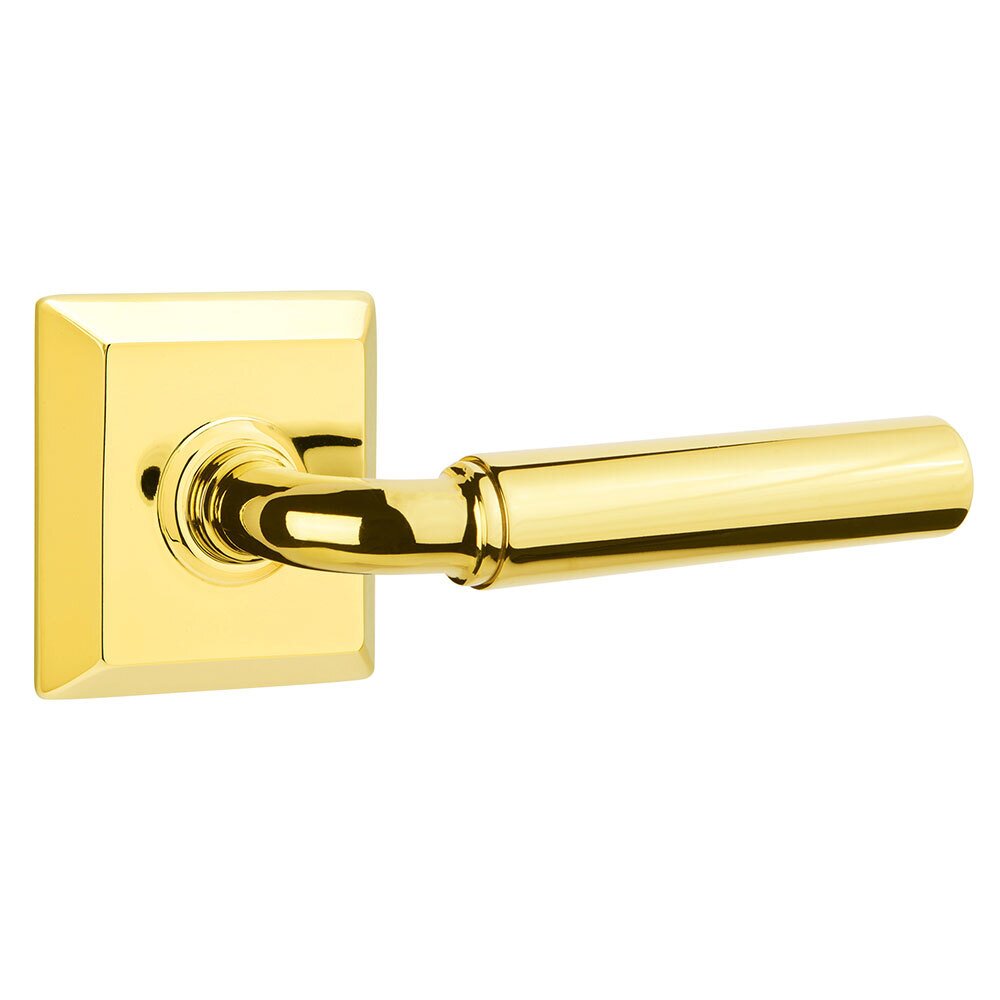 Emtek Double Dummy Right Handed Manning Door Lever With Quincy Rose in Polished Brass