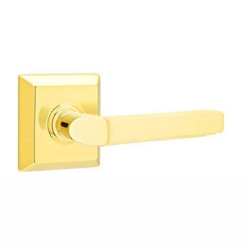 Emtek Double Dummy Right Handed Milano Door Lever With Quincy Rose in Polished Brass