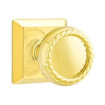 Emtek Double Dummy Rope Knob With Quincy Rose in Polished Brass