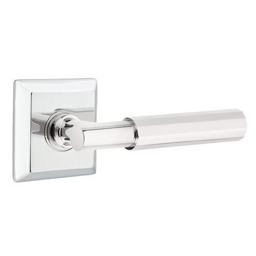 Emtek Double Dummy Faceted Lever with T-Bar Stem and Quincy Rose in Polished Chrome