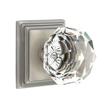 Emtek Single Dummy Diamond Door Knob with Wilshire Rose in Pewter