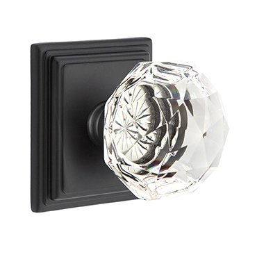 Emtek Single Dummy Diamond Door Knob with Wilshire Rose in Flat Black