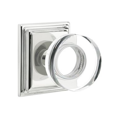 Emtek Single Dummy Modern Disc Glass Door Knob with Wilshire Rose in Polished Chrome