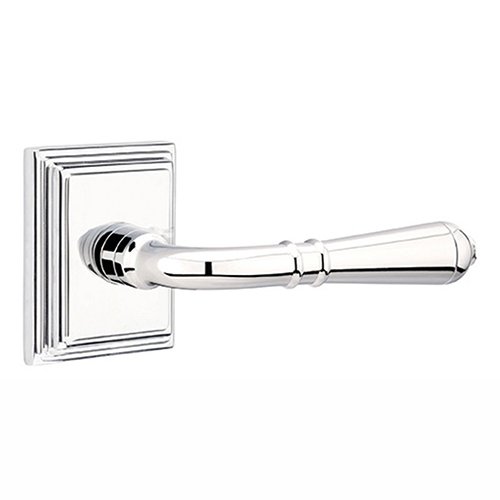 Emtek Single Dummy Right Handed Turino Door Lever With Wilshire Rose in Polished Chrome
