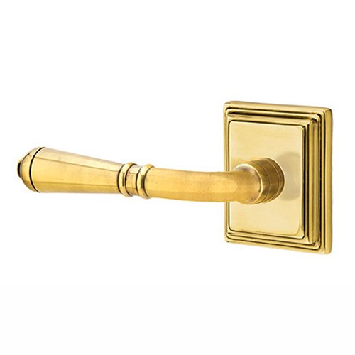 Emtek Single Dummy Left Handed Turino Door Lever With Wilshire Rose in French Antique Brass