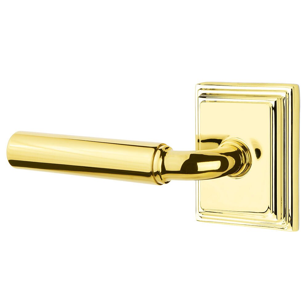 Emtek Single Dummy Left Handed Manning Door Lever With Wilshire Rose in Polished Brass