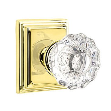 Emtek Astoria Double Dummy Door Knob with Wilshire Rose in Unlacquered Brass