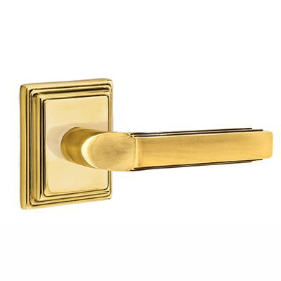 Emtek Double Dummy Right Handed Milano Door Lever With Wilshire Rose in French Antique Brass
