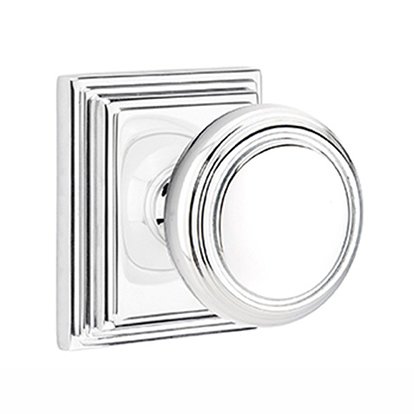 Emtek Double Dummy Norwich Door Knob With Wilshire Rose in Polished Chrome
