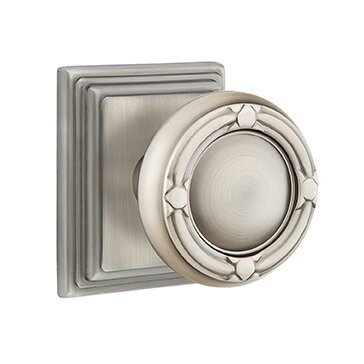 Emtek Double Dummy Ribbon & Reed Knob With Wilshire Rose in Pewter