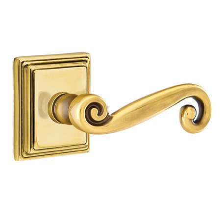 Emtek Double Dummy Right Handed Rustic Door Lever With Wilshire Rose in French Antique Brass