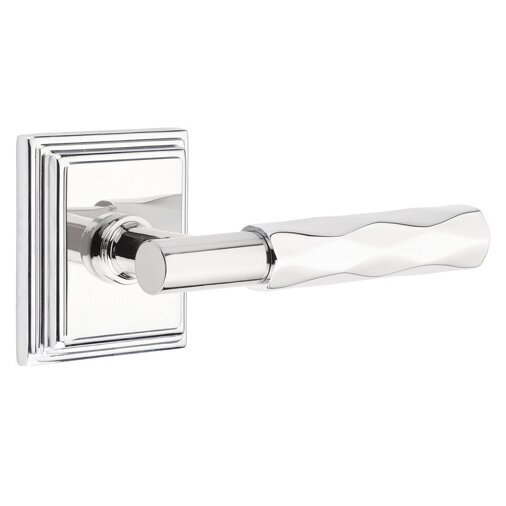 Emtek Double Dummy Tribeca Lever with T-Bar Stem and Wilshire Rose in Polished Chrome