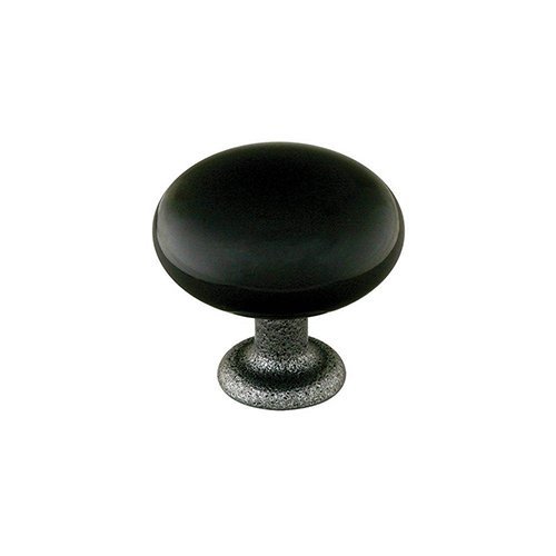 Emtek 1 1/4" Diameter Madison Black Porcelain Knob in Satin Steel