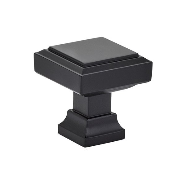 Emtek 1 1/4" (32mm) Geometric Square Knob in Flat Black
