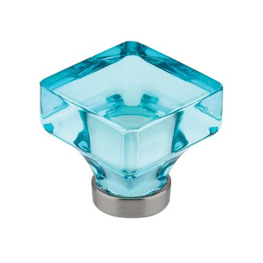 Emtek 1 3/8" Lido Cyan Glass Knob in Pewter
