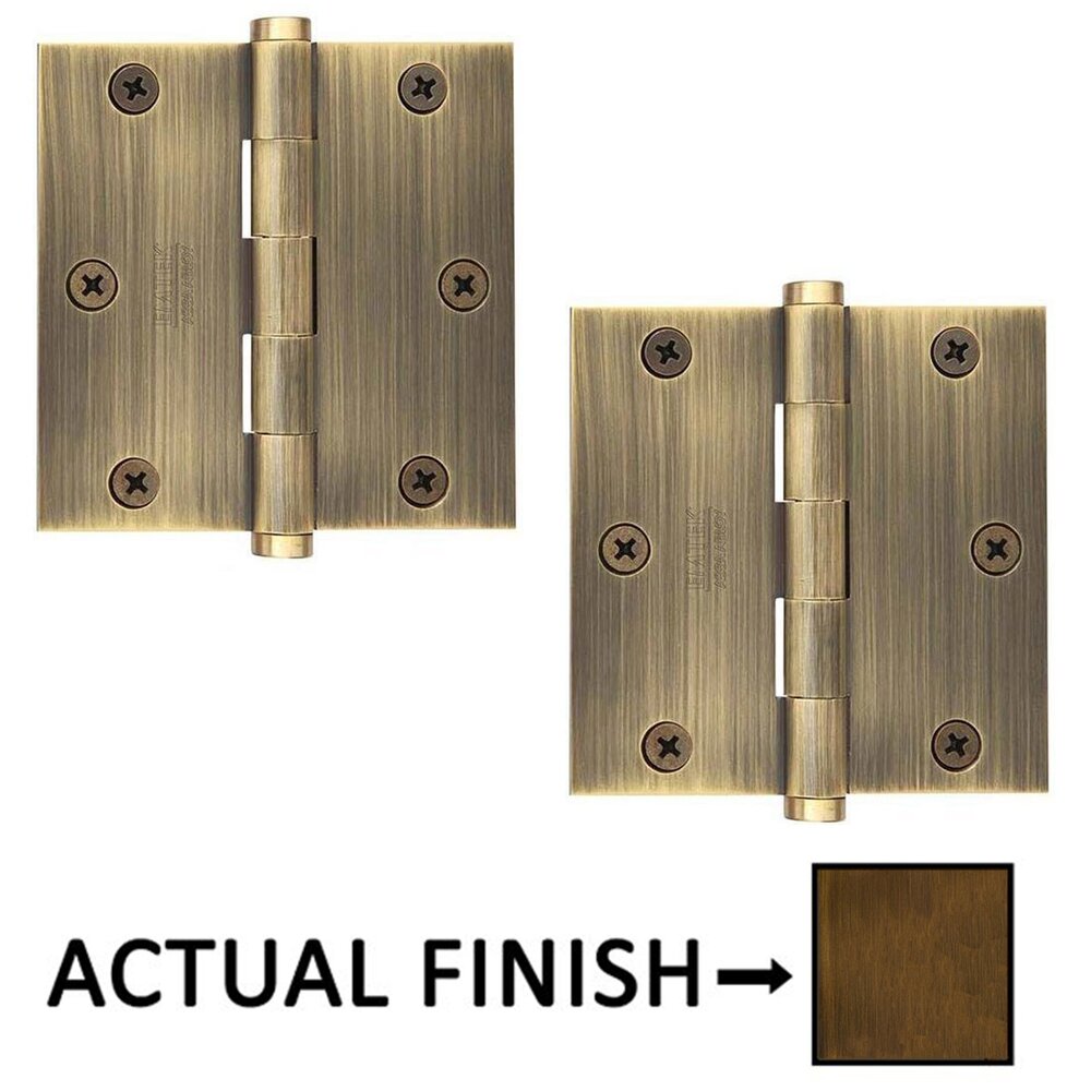 Emtek 3-1/2" X 3-1/2" Square Steel Residential Duty Hinge in French Antique Brass (Sold In Pairs)