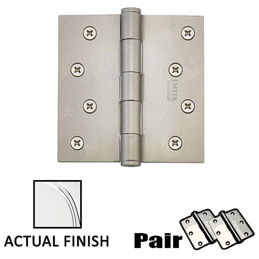 Emtek 4" X 4" Square Steel Residential Duty Hinge in Polished Chrome (Sold In Pairs)