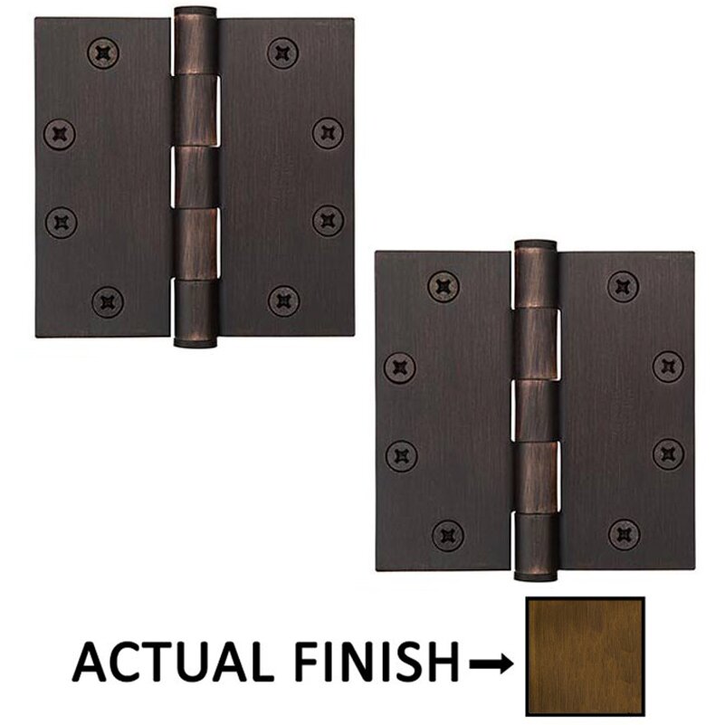 Emtek 4-1/2" X 4-1/2" Square Steel Heavy Duty Hinge in French Antique Brass (Sold In Pairs)