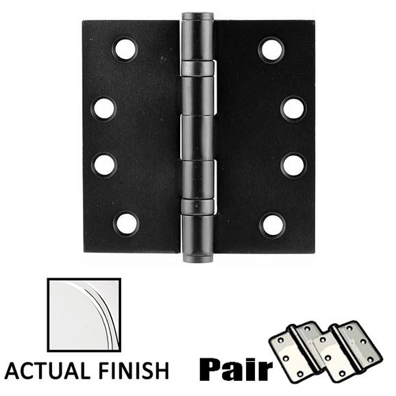 Emtek 4" X 4" Square Steel Heavy Duty Ball Bearing Hinge in Polished Chrome (Sold In Pairs)