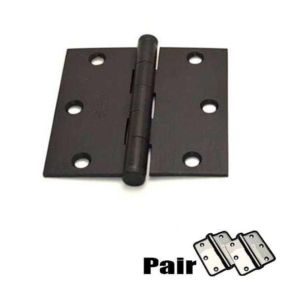 Emtek 3-1/2" X 3-1/2" Square Solid Brass Residential Duty Hinge in Oil Rubbed Bronze (Sold In Pairs)