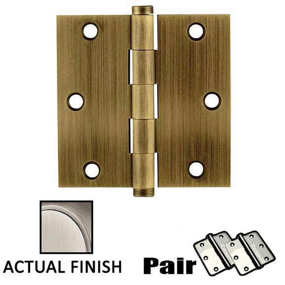 Emtek 3-1/2" X 3-1/2" Square Solid Brass Residential Duty Hinge in Pewter (Sold In Pairs)