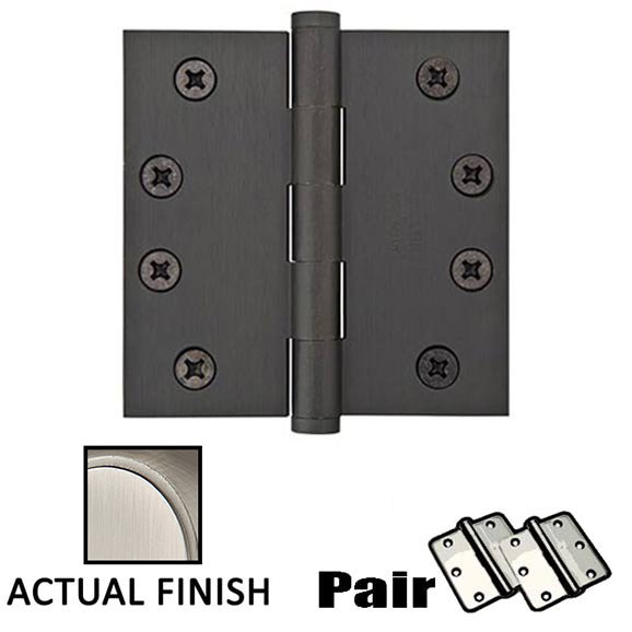 Emtek 4" X 4" Square Solid Brass Residential Duty Hinge in Pewter (Sold In Pairs)