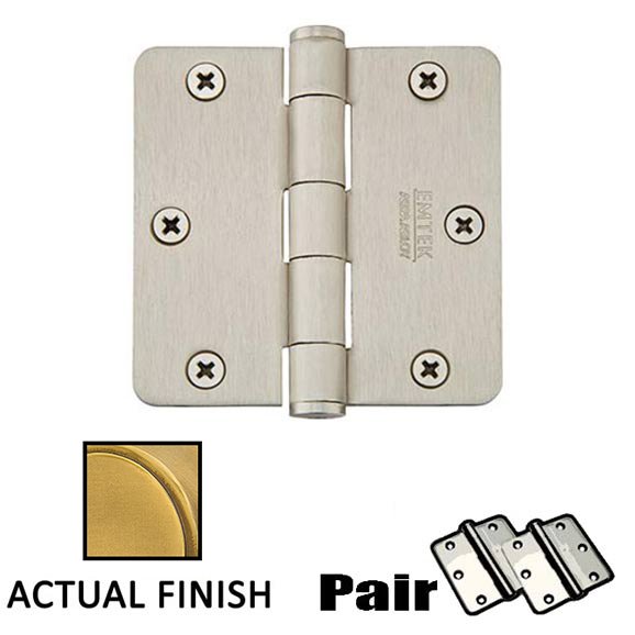 Emtek 3-1/2" X 3-1/2" 1/4" Radius Solid Brass Residential Duty Hinge in French Antique Brass (Sold In Pairs)