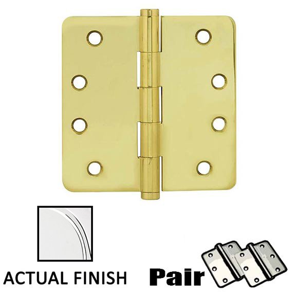 Emtek 4" X 4" 1/4" Radius Solid Brass Residential Duty Hinge in Polished Chrome (Sold In Pairs)
