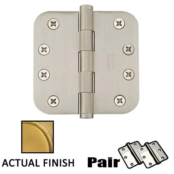 Emtek 4" X 4" 5/8" Radius Solid Brass Residential Duty Hinge in French Antique Brass (Sold In Pairs)