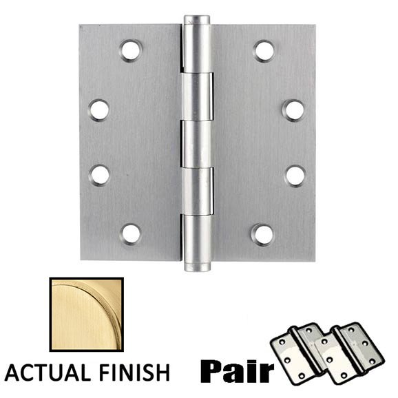 Emtek 4-1/2" X 4-1/2" Square Solid Brass Heavy Duty Hinge in Satin Brass (Sold In Pairs)