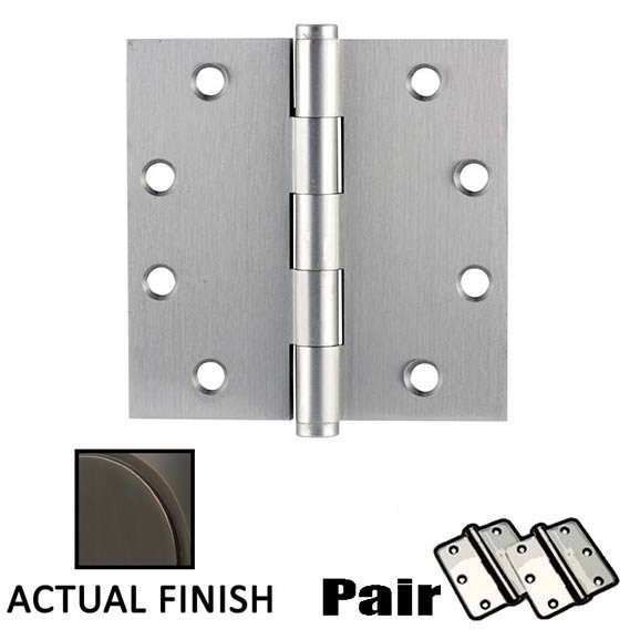 Emtek 4-1/2" X 4-1/2" Square Solid Brass Heavy Duty Hinge in Oil Rubbed Bronze (Sold In Pairs)