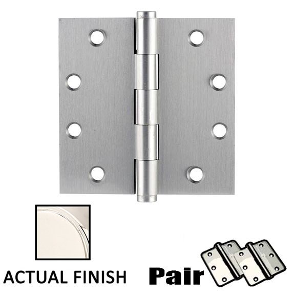 Emtek 4-1/2" X 4-1/2" Square Solid Brass Heavy Duty Hinge in Polished Nickel (Sold In Pairs)