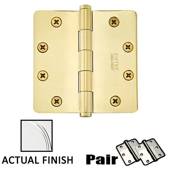 Emtek 4" X 4" 1/4" Radius Solid Brass Heavy Duty Hinge in Polished Chrome (Sold In Pairs)