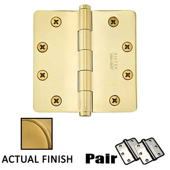 Emtek 4" X 4" 1/4" Radius Solid Brass Heavy Duty Hinge in French Antique Brass (Sold In Pairs)