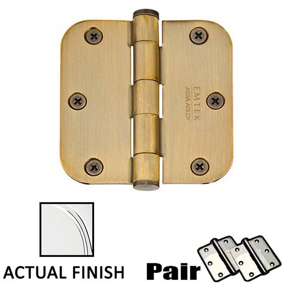 Emtek 3-1/2" X 3-1/2" 5/8" Radius Solid Brass Heavy Duty Hinge in Polished Chrome (Sold In Pairs)