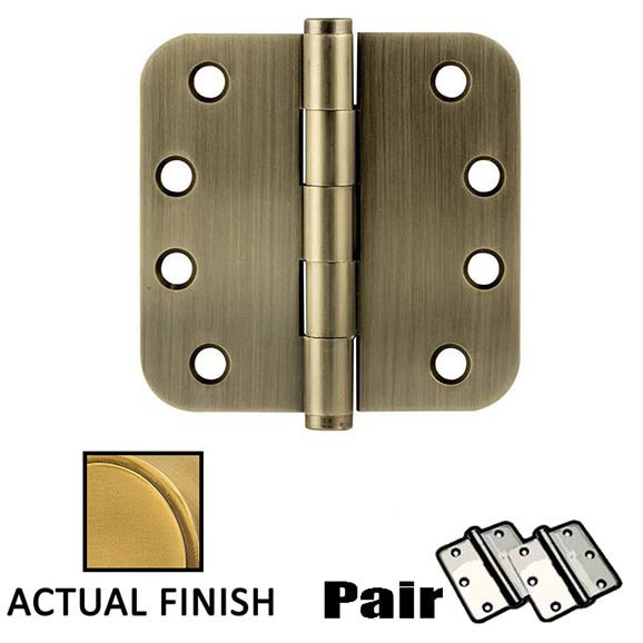 Emtek 4" X 4" 5/8" Radius Solid Brass Heavy Duty Hinge in French Antique Brass (Sold In Pairs)