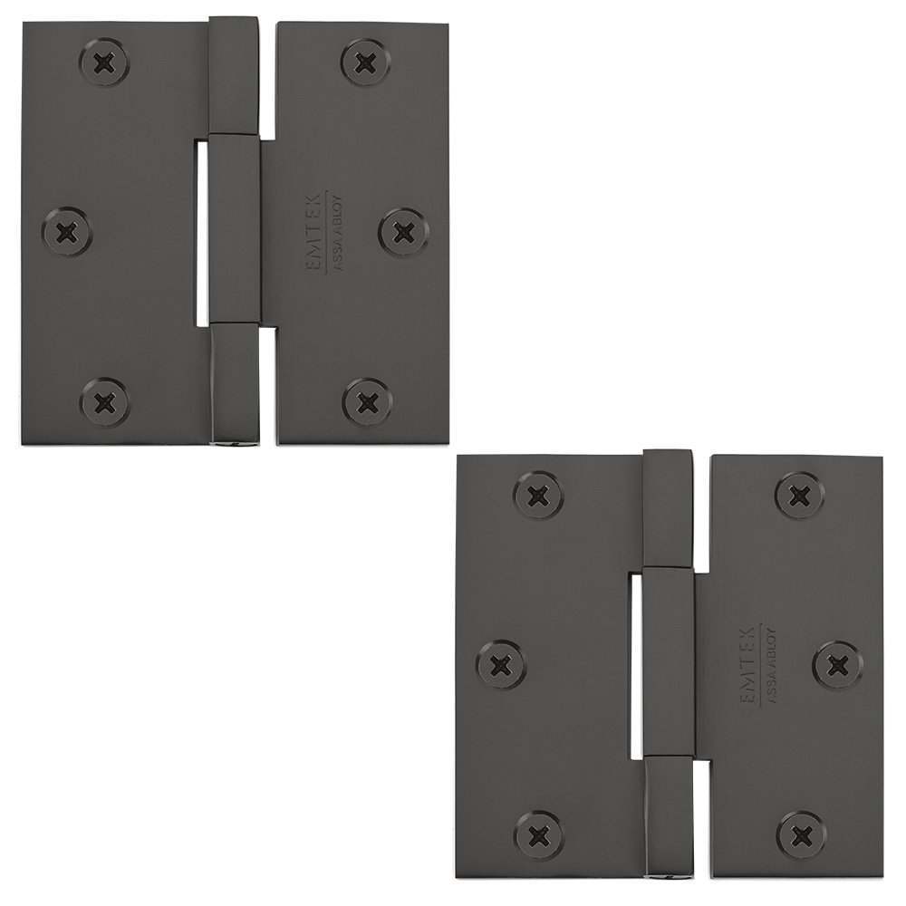 Emtek 3 1/2" x 3 1/2" Thin Leaf Square Solid Brass Heavy Duty Thin Leaf Square Barrel Hinges in Oil Rubbed Bronze (Sold In Pairs)