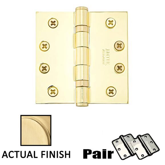 Emtek 4" X 4" Square Solid Brass Heavy Duty Ball Bearing Hinge in Satin Brass (Sold In Pairs)