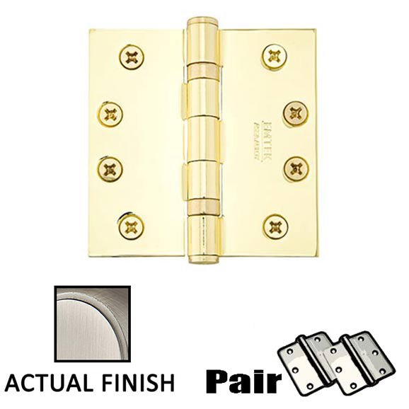 Emtek 4" X 4" Square Solid Brass Heavy Duty Ball Bearing Hinge in Pewter (Sold In Pairs)