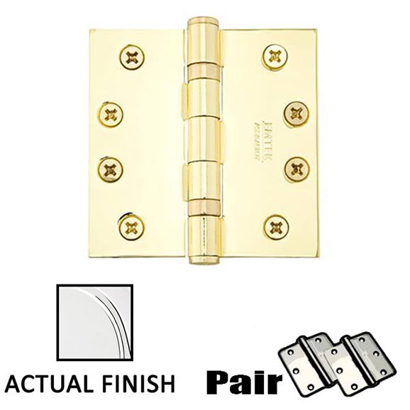 Emtek 4" X 4" Square Solid Brass Heavy Duty Ball Bearing Hinge in Polished Chrome (Sold In Pairs)