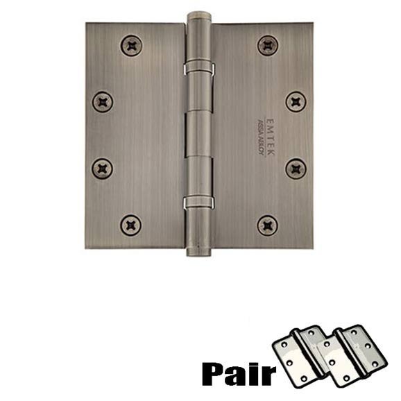 Emtek 5 X 5 Square Solid Brass Heavy Duty Ball Bearing Hinge in Pewter (Sold In Pairs)