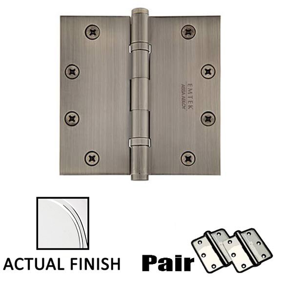 Emtek 5 X 5 Square Solid Brass Heavy Duty Ball Bearing Hinge in Polished Chrome (Sold In Pairs)