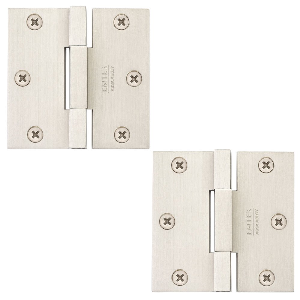 Emtek 3 1/2" x 3 1/2" Square Solid Brass Heavy Duty Square Barrel Hinges in Satin Nickel (Sold In Pairs)